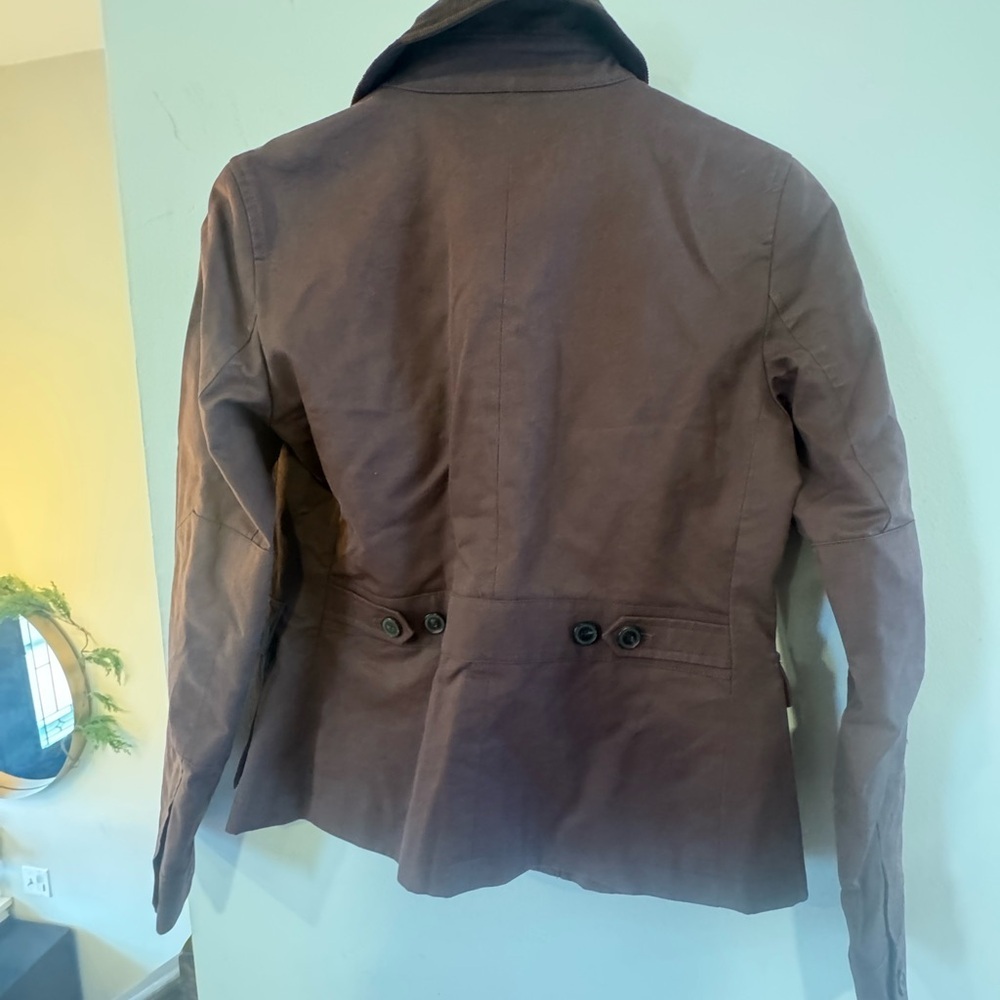Talbots Chocolate Brown Utility Barn Coat Corduroy Trim Size 2 - Picture 8 of 8